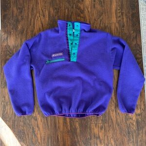 Vintage Made in USA Columbia Vibrant Purple Fleece with Teal Accents Size Medium